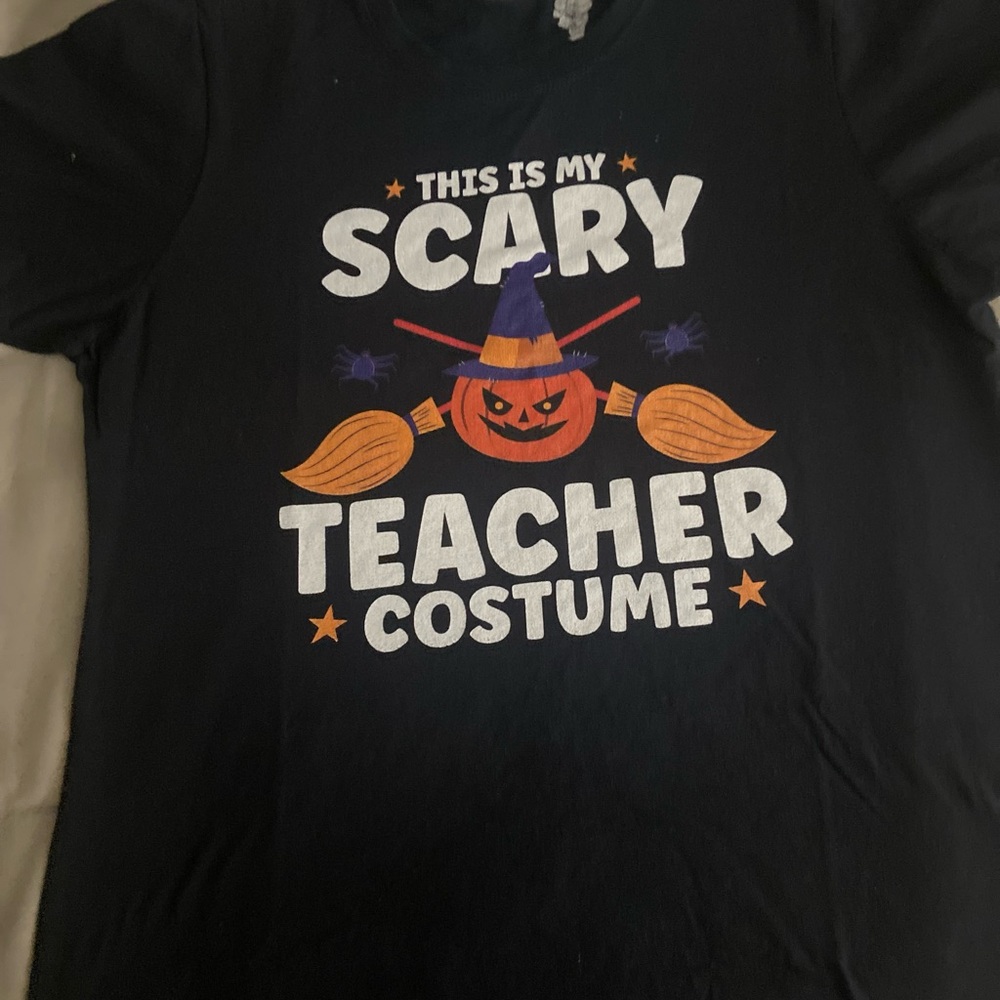 Scary Teacher Costume T-Shirt - Black and Orange